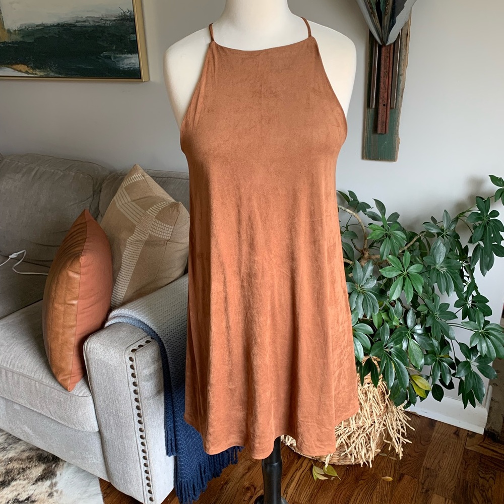 Faux Suede Swing Dress
